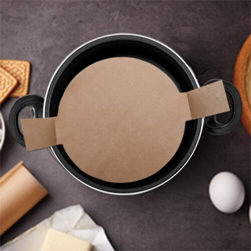 100 Peças Forros de Forma de Bolo Redondos Pré-Cortados, Papel Vegetal Antiaderente com Abas de Elevação para Assar Marrom 8 Polegadas 2