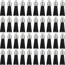 100 StüCke SchlüSsel AnhäNger Quasten Kunst Wildleder Quaste AnhäNger SchlüSsel AnhäNger Dekoration für DIY Bastel Bedarf (Schwarz)