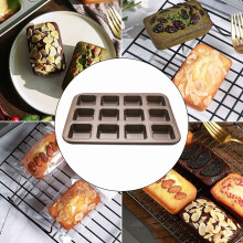 12 Kopjes Vierkante Brood Hamburger Muffin Cupcake Mal voor Huishoudelijke Non-Stick Bakvorm Oven Trays Gebak Tool (Goud)