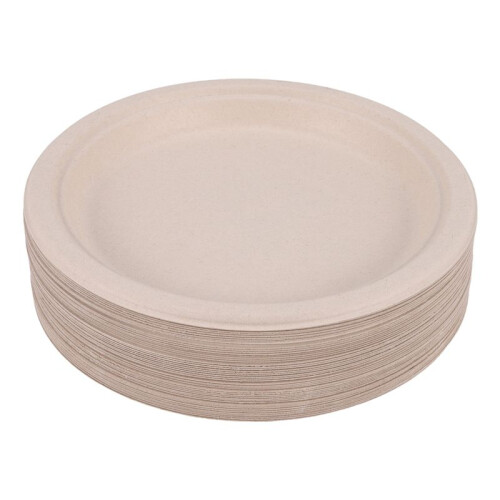 Pratos de Papel DescartáVeis CompostáVeis um Granel 9 Polegadas 50 Pack, Placas de Bambu, Ecologicamente Correto, BiodegradáVel 1