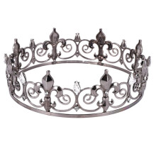 Gothic Full King Crown - Metallkronen und Diademe für MäNner und Jungen, Gothic Prince Prom PartyhüTe, Halloween Cosplay KostüM