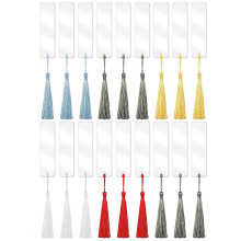 Acrylic Bookmark Blanks,30Pcs Clear Acrylic  Bookmarks with 30 Pcs Multicolour Tassel for Gift DIY Bookmarks Crafts