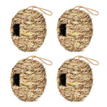 4 Stuks Hangend Vogelnesthuis voor Buiten, Bolvorm, Handgeweven, Gemaakt van Natuurlijk Gras, Perfect voor Tuin, Terras