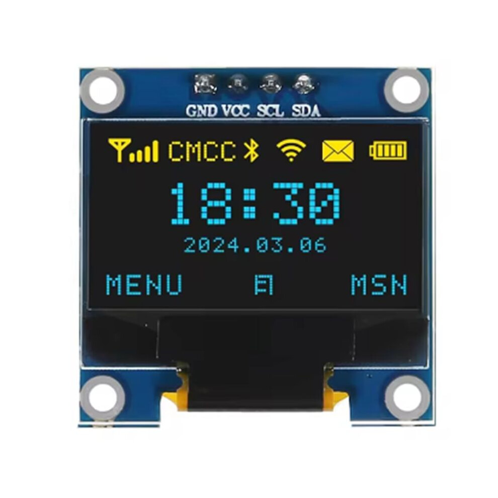 0.96 Inch Oled Display Screen Module I2c Iic 128X64 Ssd-1306 Lcd Screen 3.3V-5V For Esp32 Esp8266 Yellow 6031265207693