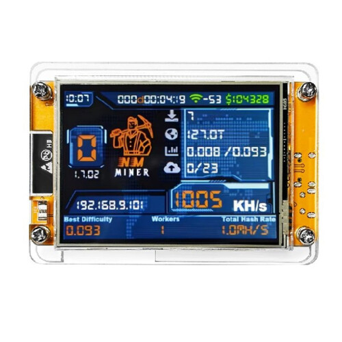 NMiner NerdMiner V2 Hashrate 1000KH/S ESP32 2,8 Polegadas  Display Criptomoeda Solo Loteria Bitcoin ESP32-2432S028R DROOM