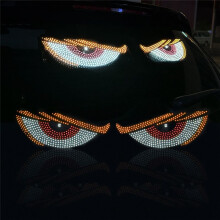 1 Par de Adesivos de Luz LED Dinâmica para Carro, Luz de Advertência de Olho de Diabo USB para para-Brisa de Carro, Luzes de Olho de Demônio, C