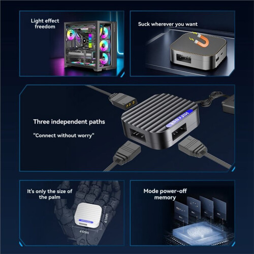 5V 3Pin ARGB Controller  Interface Extension Cable HUB  Adapter RGB Remote Controller for PC Fans LED Strips A 2