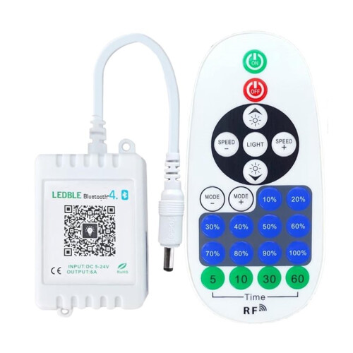 LED Controller Dimmer App Controlled with 23-Key Remote for DIY Lighting Single Color LED Strip