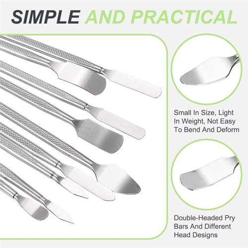 Spudger Pry Tool Kit, 6Pcs Metal Dual Ends for Smartphones, Tablets, Laptops, Silver 2