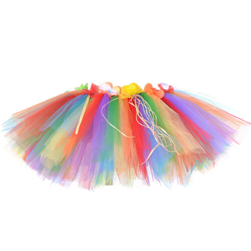 2Stk Hawaii Grasskirt Set Bunt Mit Elastischem Bund Blumendeko 2