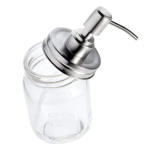 4Pièces Distributeurs Lotion Acier Argenté Élégant Pour Pots Mason 2