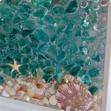 Meeresglas-Kunstset mit Ozeanmotiv für Erwachsene, Bilderrahmen, Einfach zu Bedienen, DIY-Mosaik-Kunst- und Bastelsets, Handgefertigt, C
