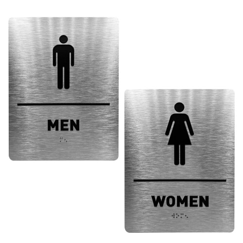 5Ensembles Plaques Wc Argentées Adhésives Avec Tactile Et Braille 1