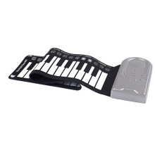 49-Key Hand-Rolled Piano with Speaker Portable Folding Children'S Piano Beginner Piano Teaching Instrument Silver