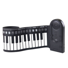49-Key Hand-Rolled Piano with Speaker Portable Folding Children'S Piano Beginner Piano Teaching Instrument Silver