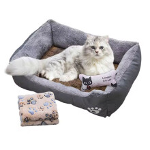Dog Bed Cat Dog Sofa Bed Dog House Nest Cave Rectangle Soft Cat Dog Sofa Bed with Cooling Mat Blanket & Toy Bone