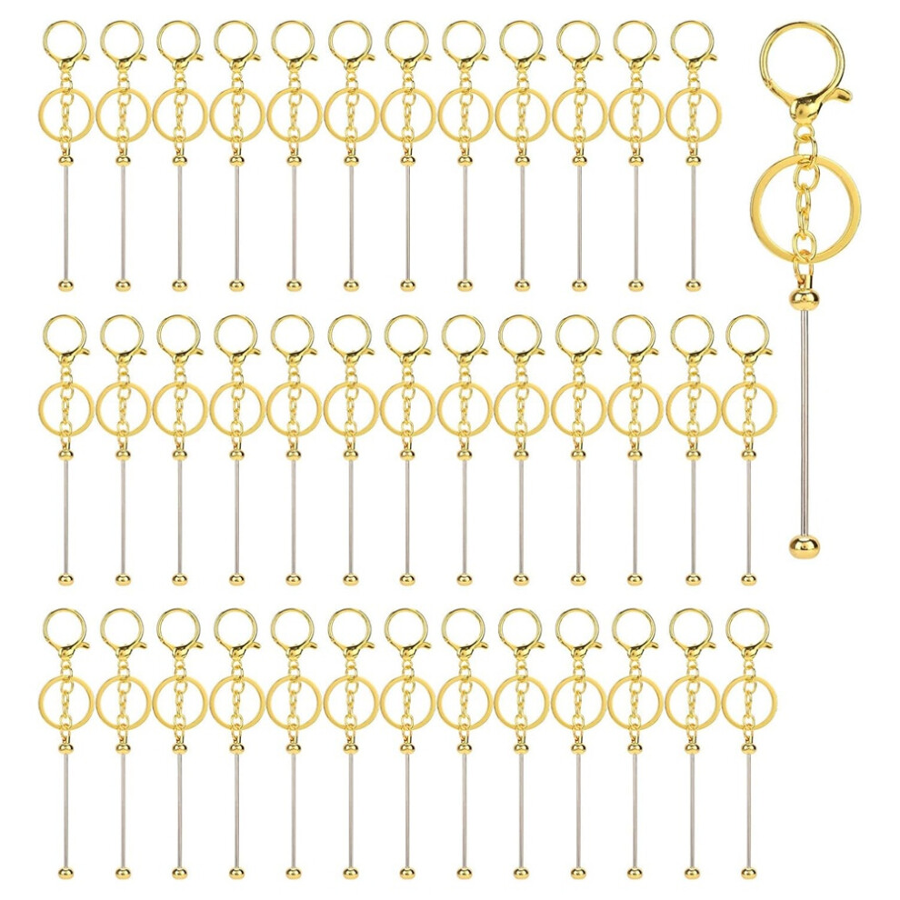 40Pcs Beadable Keychain Bars, Metal Beaded Keychain Blank Keychains Key Chain Charms Making Accessories For Diy 6033949136497