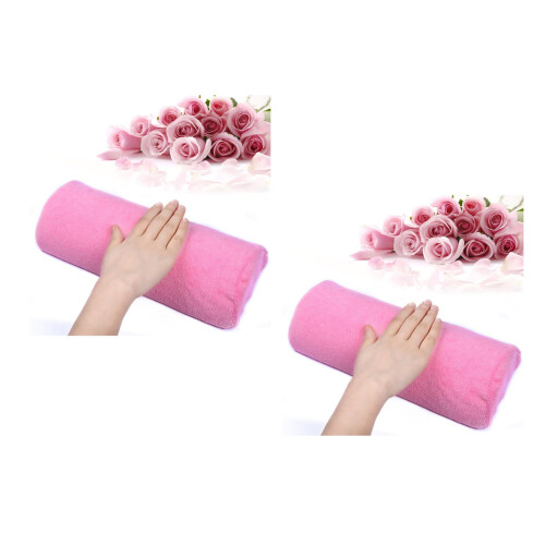 2Pièces Coussin Nail Art Rose Portable Pour Usage 2
