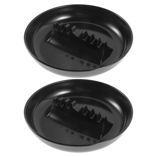 6Pièces Cendrier Noir Rond Durable Avec Fentes Pour Et Table 1
