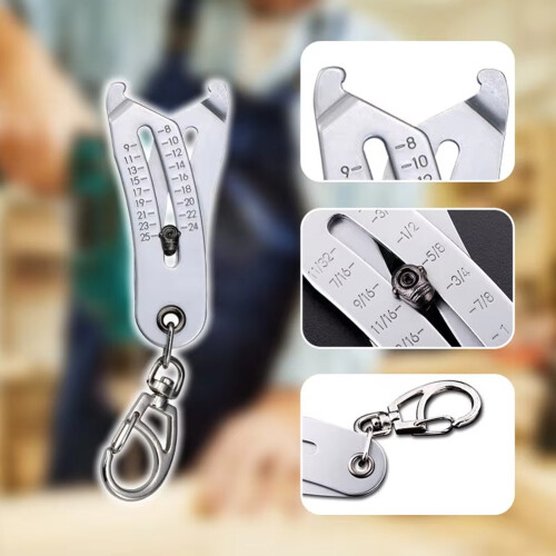 Precise Thread Size Checker Keychain Portable Caliper Gauge Metric/Imperial Hexagonal Nut Screw Thread SizeMeasure Tools 2