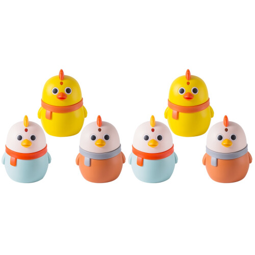 6Pcs Plastic Toothpick Organizer Press-Type Lidded Cute Chick Design 1