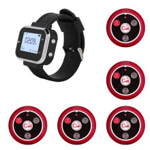 5 Pulsante di Chiamata 1 Orologio da Polso Cercapersone Ristorante Sistema di Chiamata Wireless Trasmettitore Cercapersone Bar Servizio Cameriere