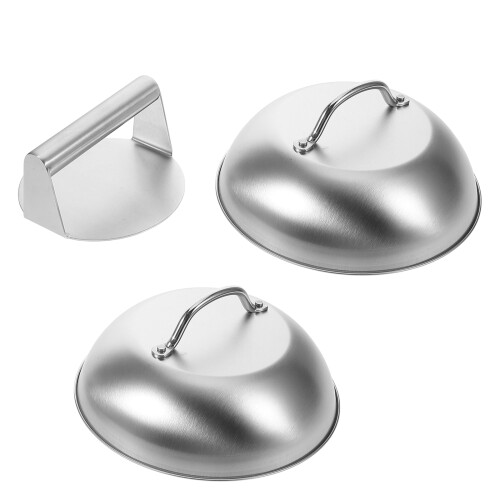 2Sets Stainless Steel Burger Press with Basting Dome for Kitchen Grill