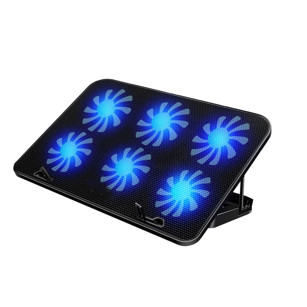 2Pcs Gaming Laptop Cooler Pad Alloy Abs 6 Fans Fan Stand Black 3272744695744