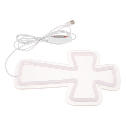 White Acrylic Neon Cross Lamp Energy-Efficient Jesus Wall Light