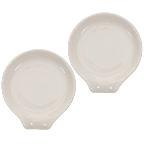6Pcs Small White Ceramic Spoon Holder for Kitchen Table Use