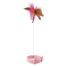 Juguetes Interactivos para Gatos de Color Rosa, Divertido Palo de Plumas con Cascabel, Collar para Mascotas, Varita de Juguete, Juguetes de