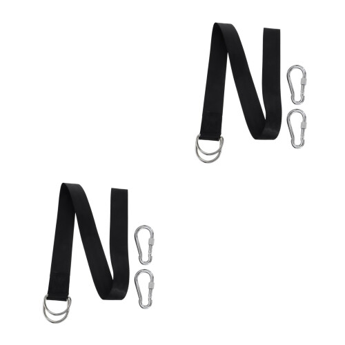2Sets Black Polyester Tree Hanging Straps Set with Heavy-Duty Buckles 2