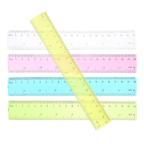 25Pcs Assorted Color Flexible Plastic Ruler Set for Measuring Drawing 1