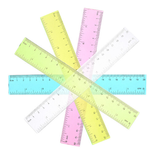 25Pcs Assorted Color Flexible Plastic Ruler Set for Measuring Drawing 2