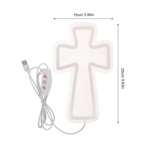 White Acrylic Neon Cross Lamp Energy-Efficient Jesus Wall Light 1
