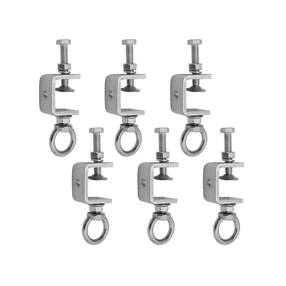 6 Pcs 1" 25Mm C-Clamps, Stainless Steel Clamp With M8 Stainless Steel Screw Ring, I- Design U-Clamps 6032770373316