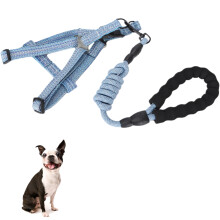 Adjustable Escape-Proof Dog Harness & Leash Set, Blue, Size L (7.5-22.5kg)