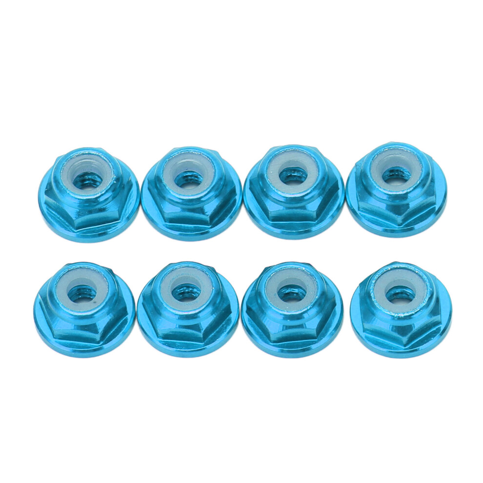 8Pcs 1/24 M2 Aluminum Alloy Flanged Nylon-Lined Self Locking Nuts Blue 9301374130883