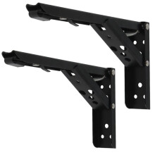8 Inch Heavy Duty Stainless Steel Folding Shelf Brackets, Wall Mounted Collapsible Bracket for DIY Space - 2pc Black