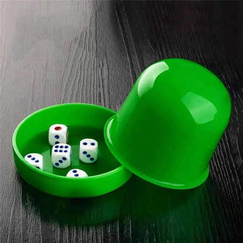 Plastic Poker Dice Cup Set with 5 Dices Shaking Cup Drinking Board Game Dice Box Green 1
