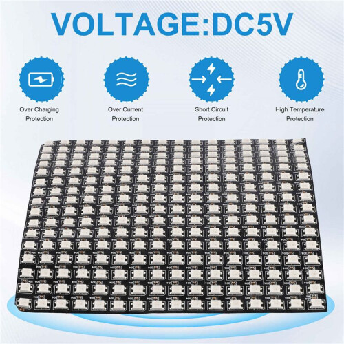 WS2812 RGB LED Matrix Panel Individually Addressable Flexible for Video Display, DC5V (16x16) 2