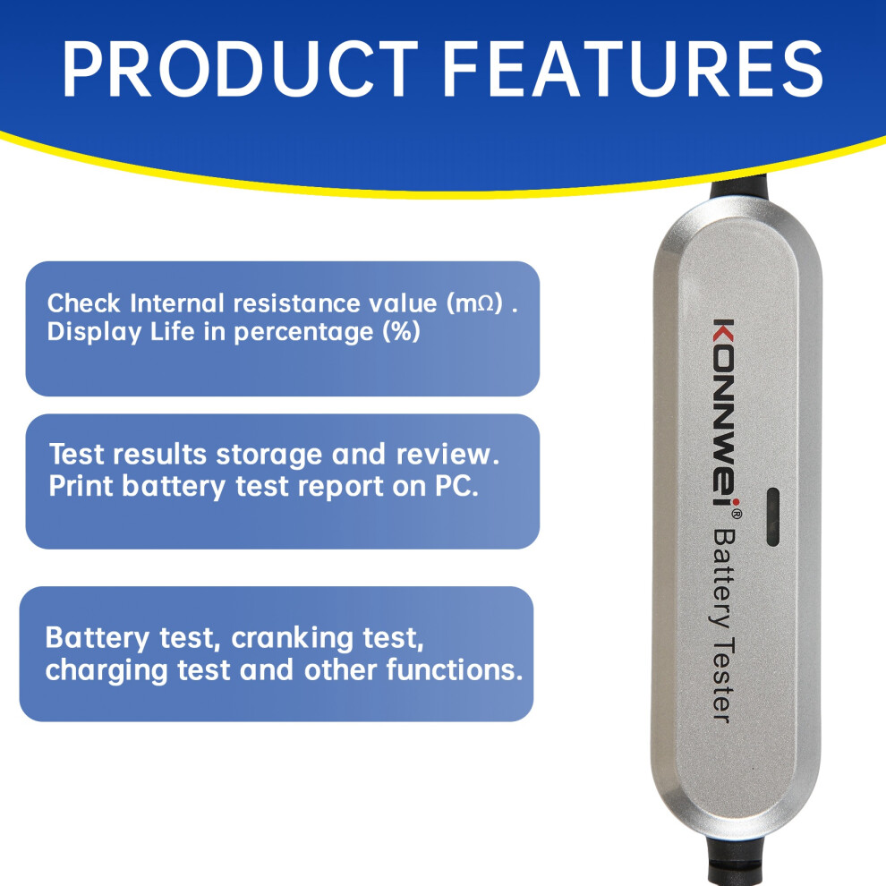 Konnwei Bk100 Car Wireless Bt Battery Tester 100-2000 Cca 6V 12V Battery Detector Battery Cranking Charging Analyzer 6033833520951