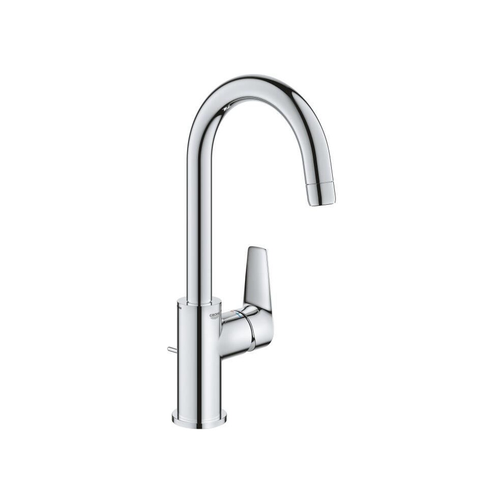 Grohe Start Edge - Wash Basin Mixer Tap (Metal Lever, Water Saving Mousseur 5.7 L/Min, With Plastic Pop-Up Waste Set 1 1/4", 28 Mm Ceramic Cartridge,