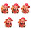 5Pièces Statues Riche Rouge Résine Décorations Intérieur 5