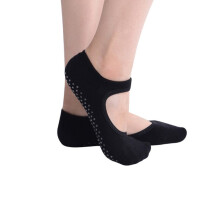 6Pairs Black Cotton Non-Slip Yoga Socks Pilates Grip for Women Sports