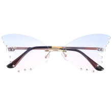 2Pairs Rimless Sunglasses Multi Color Butterflies Shaped Party Glasses