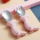 4Pcs Infant Training Tableware Fork Spoon Stainless Steel Pink Handle 11