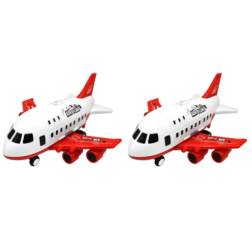 2Sets Kids White Pull Back Airplane Toy Durable Plastic Alloy Play 2