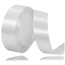 White Ribbon 25mm, 23 Meters White Christmas Satin Ribbon