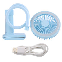 Ventilador de mesa recarregável para escritório doméstico silencioso, ventilador USB portátil com lâmpada LED incluída, ventilador de pescoço